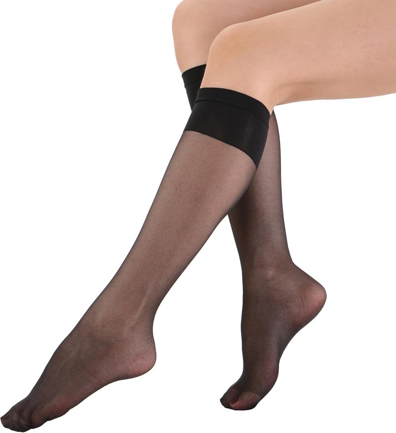EVERSWE 6 Pairs Women's Sheer Knee High Stockings 15D - Image 3